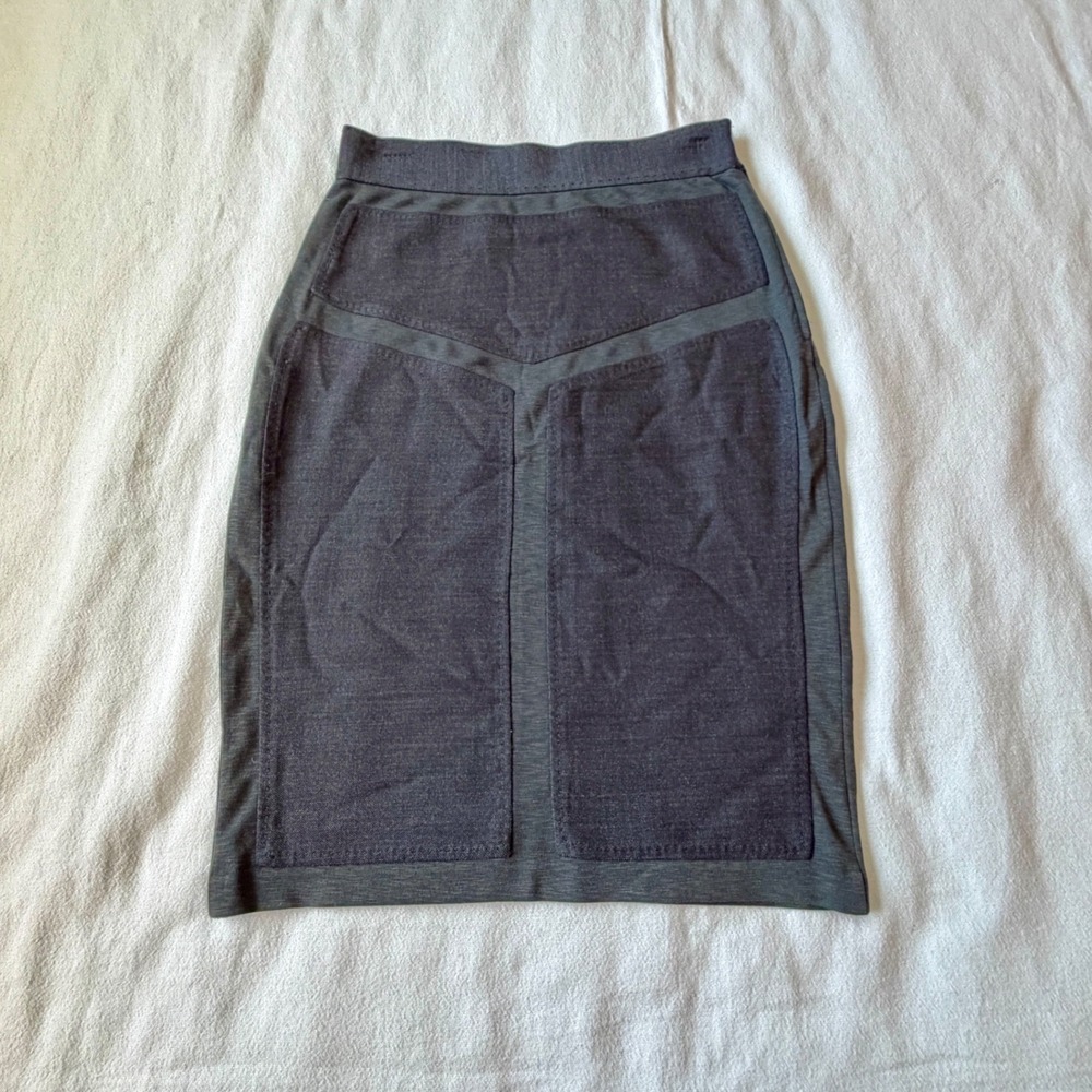 Diane Von Furstenberg Wool Charcoal Grey Paneled Pencil Chickie Skirt Midi